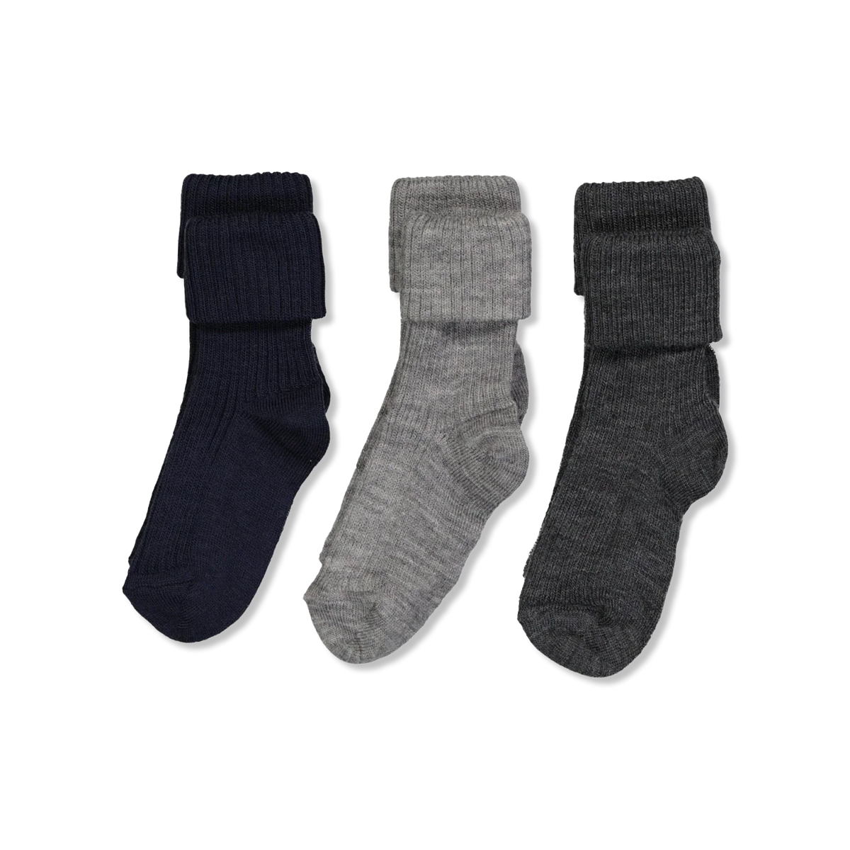 3-pack rib wool sokken