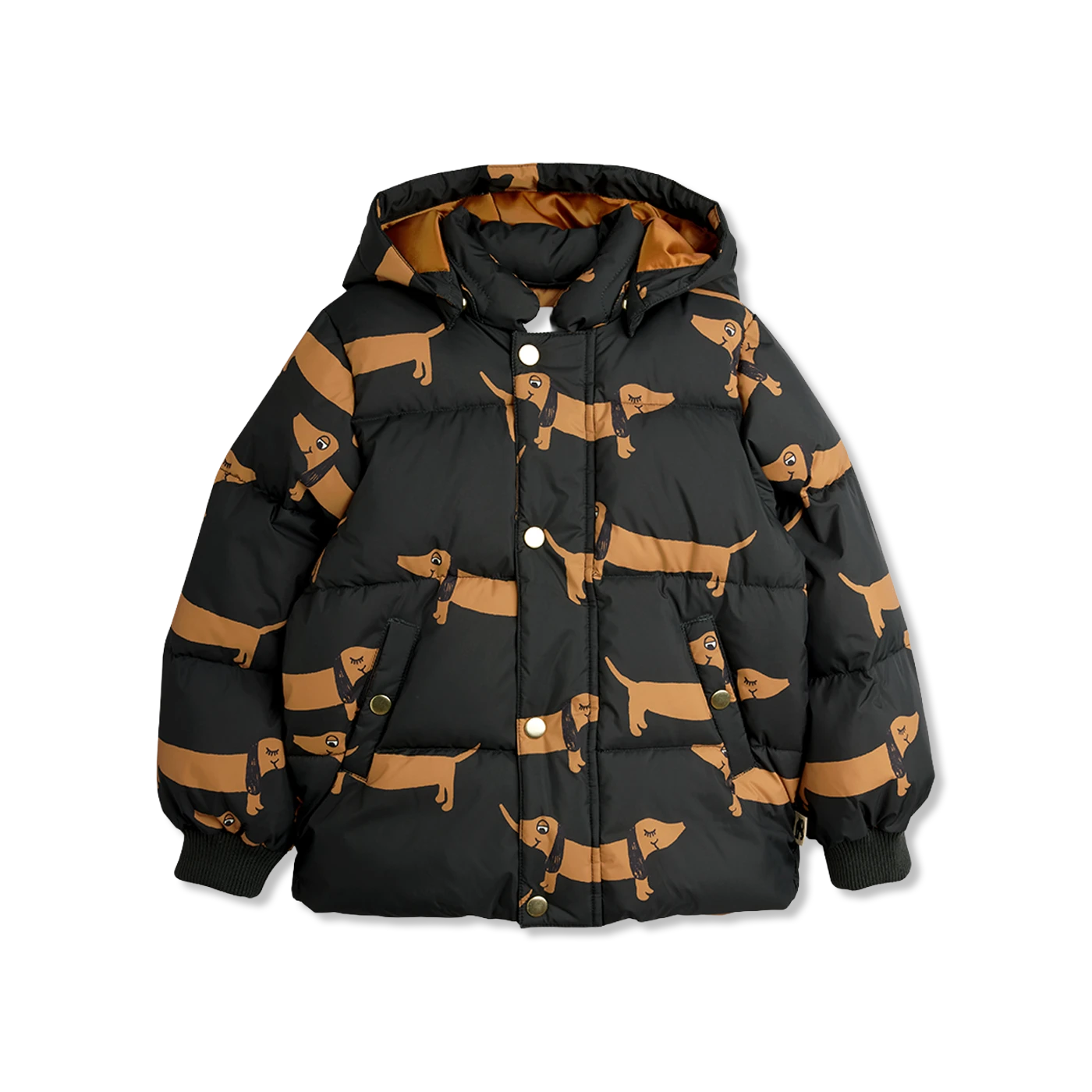 Dog aop hooded puffer Vinterjakke