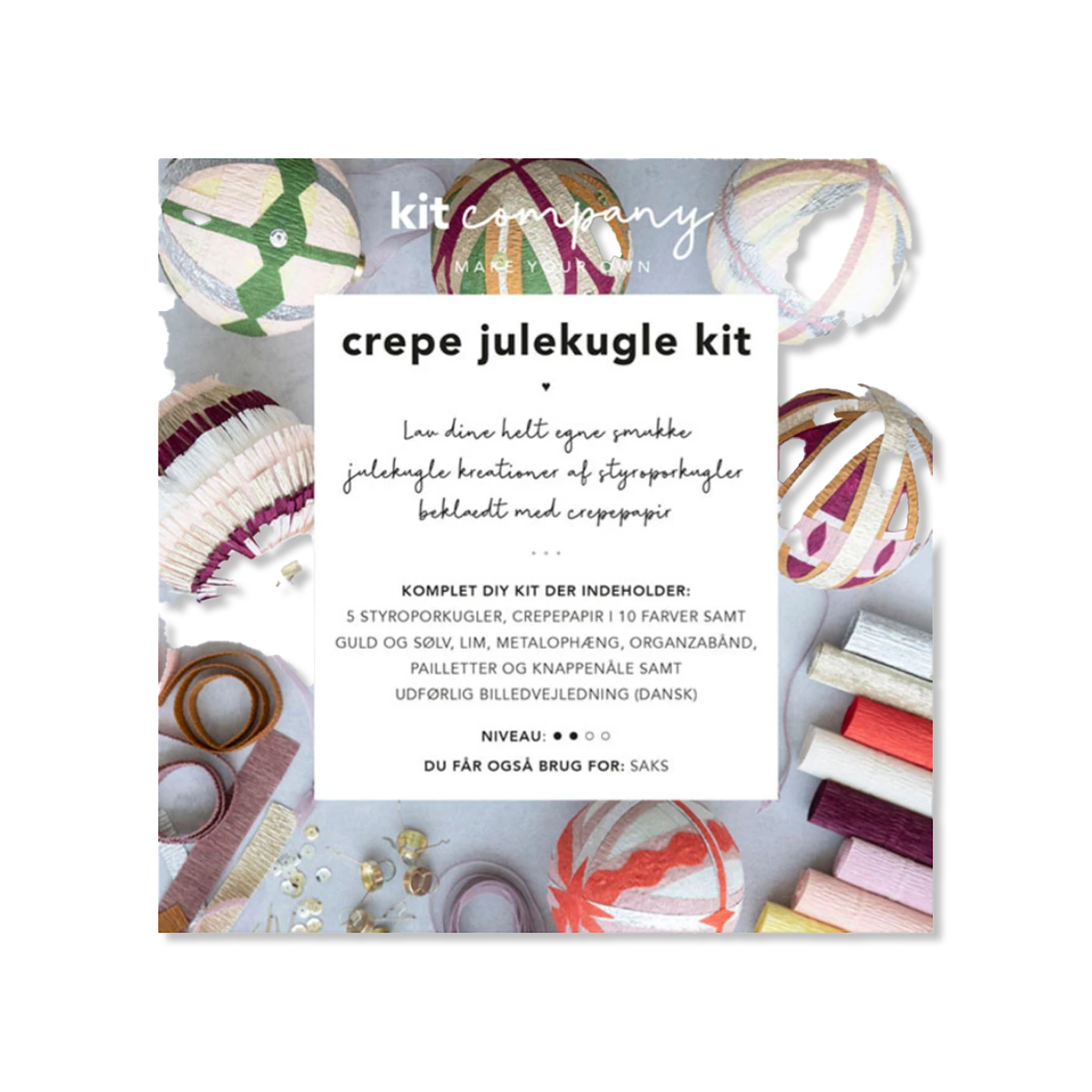 Crepe julekugle kit jul