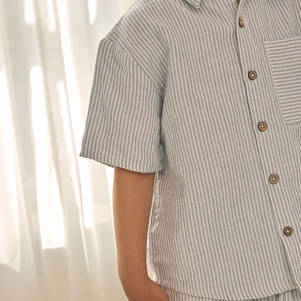 Shirt SS Muslin Stripe skjorte