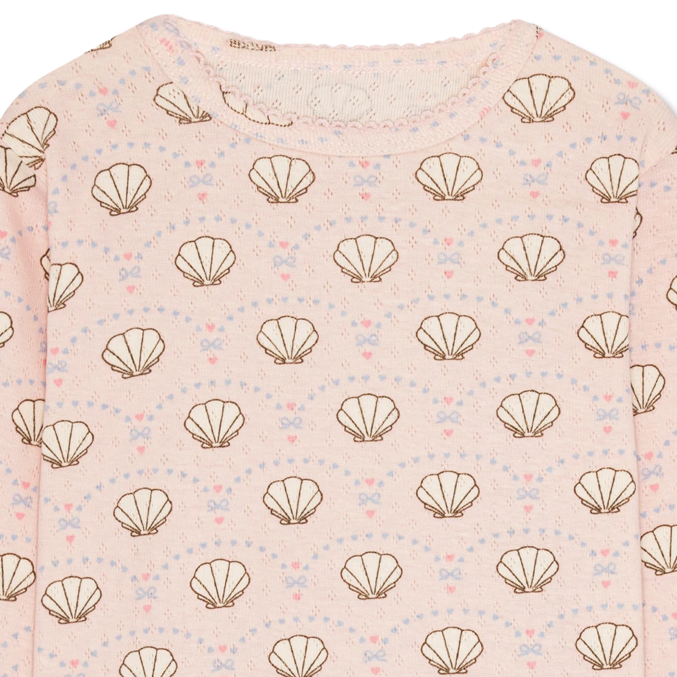 Pointelle bow Bluse