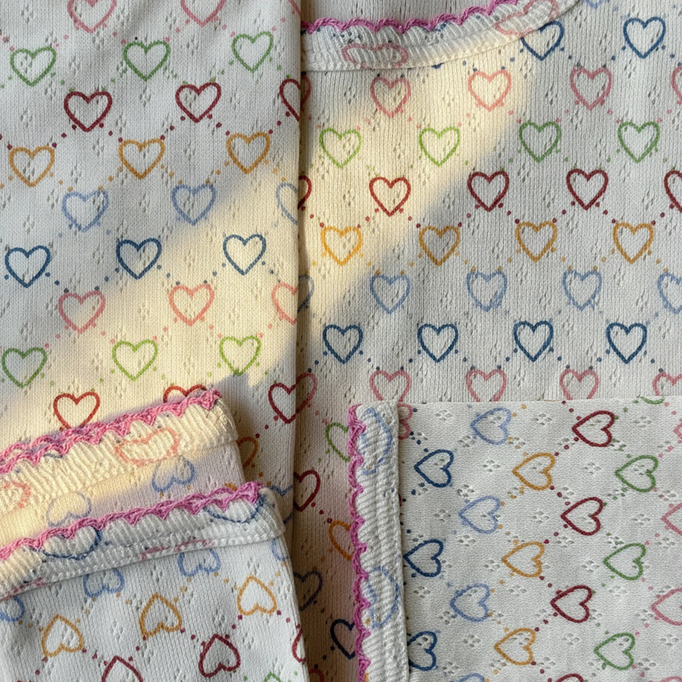 Pointelle hearts Bluse