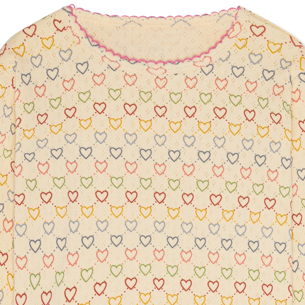 Pointelle hearts Bluse