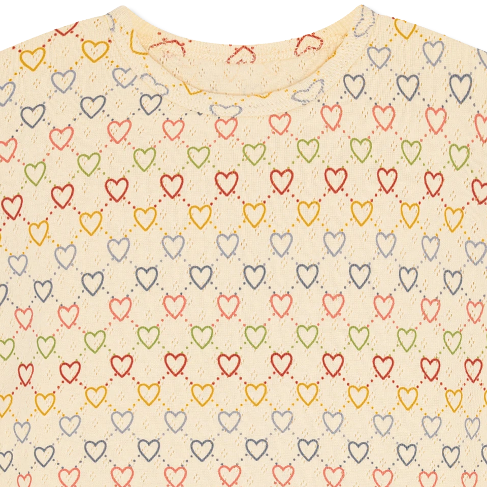 Pointelle hearts T-shirt