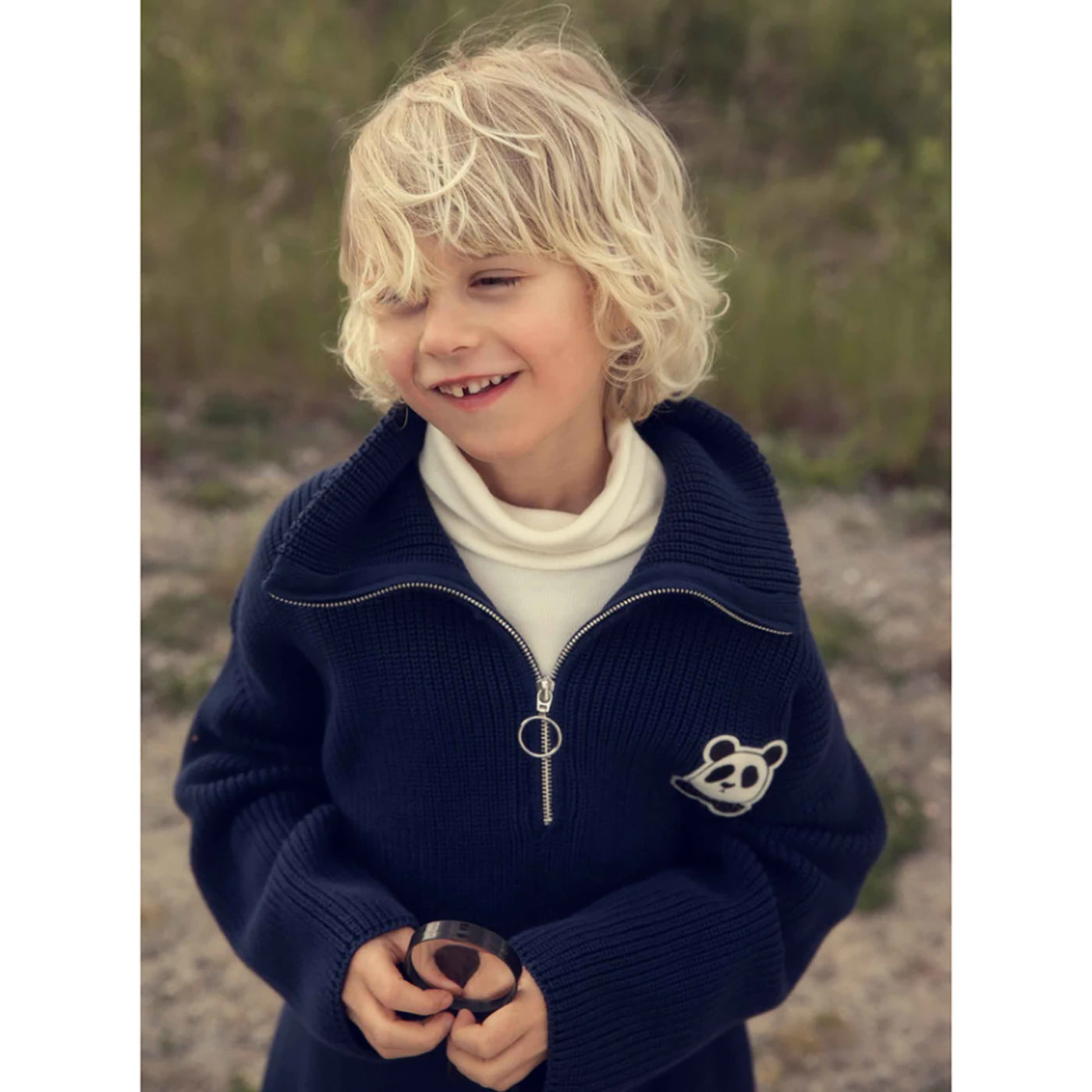 Panda patch sweter rozsuwany